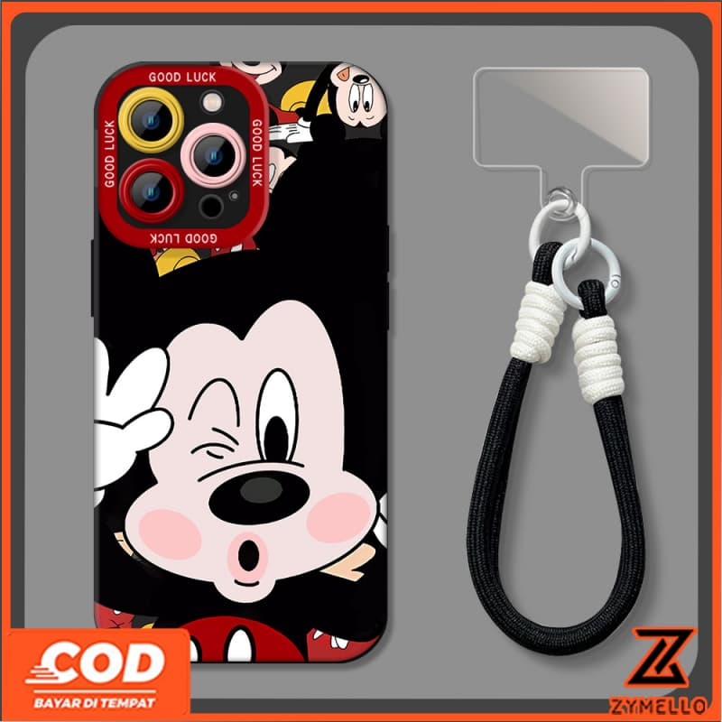 สําหรับ OPPO Reno15 F Reno14F Reno14 Pro Reno 13F Reno13 Pro Reno12 F Reno 11F Reno10 Reno8Z Reno7Z Reno8T Reno5 Reno4 Reno6z น่ารักการ์ตูน Mickey Mouse ยกเชือกเส้นเล็กมือ shockp