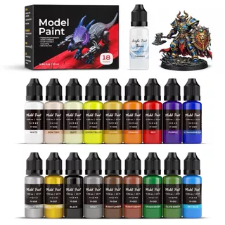 นิคโปร ชุดสีรุ่น18สี,20มลพร้อมใช้งานการสร้างแบบจําลองสีอะคริลิคแปรงและแอร์บรัชเข้ากันได้ชุดสีจิ๋วสําหรับผู้เริ่มต้นและศิลปินบนรุ่นตัวเลขงานฝี