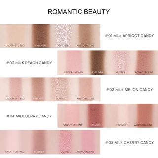 Romantic Beauty 4 สี Series อายแชโดว์ฟรีแต่งหน้าแปรงอายแชโดว์เครื่องมือ Highlighter Eyeshadow