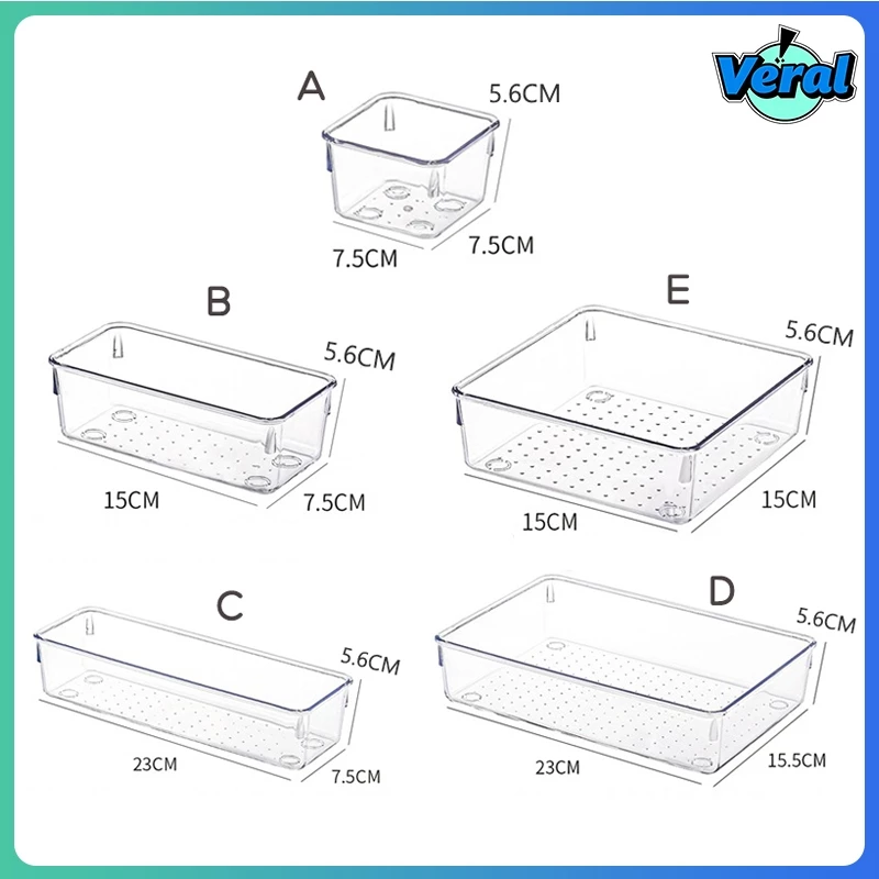 Veral🔥กล่องพาร์ทิชันลิ้นชักพลาสติกใส-กล่องเก็บเครื่องสําอางประหยัดพื้นที่-สก์ท็อปจิปาถะออแกไนเซอร์ถาดสําหรับสํานักงานในครัวเรื thumbnail 3