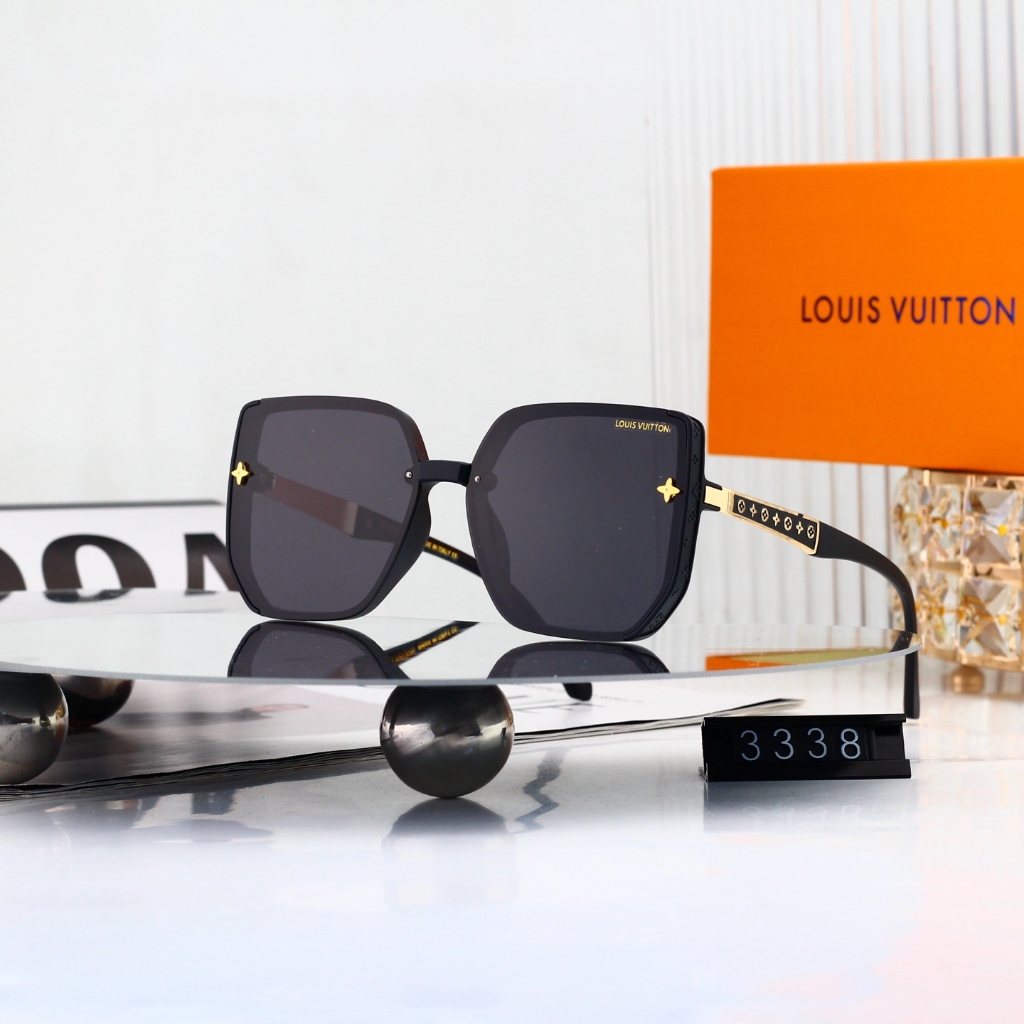 Lv Fashion Simple Square Sunglasses กรอบใหญ่ ขนาดเล็ก สำหรับลุค casual