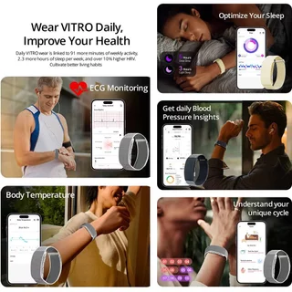 LIGE VITRO ไม่มีหน้าจอสร้อยข้อมือสมาร์ท ECG Heart Rate เครื่องวัดความดันโลหิตสุขภาพกีฬาฟิตเนส Smartwatch กันน้ำ