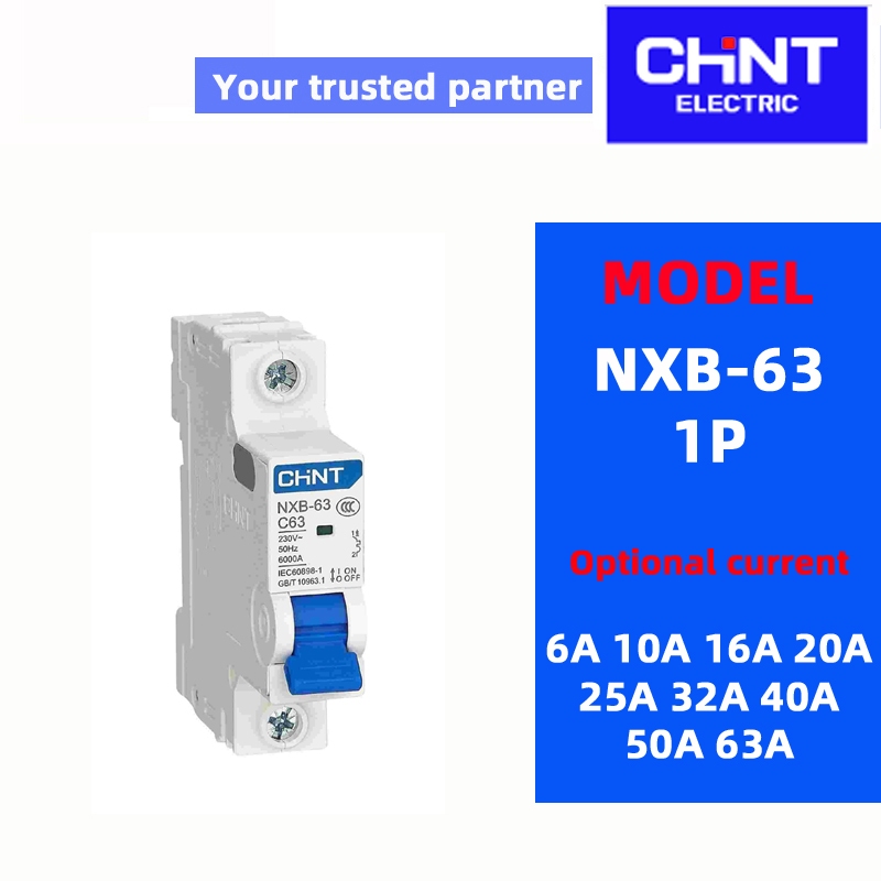 CHINT NXB-63 1P 2P 3P 4P C 6A 10A 16A 20A 25A 32A 40A 50A 63A Miniature Circuit Breaker ประเภท C MCB