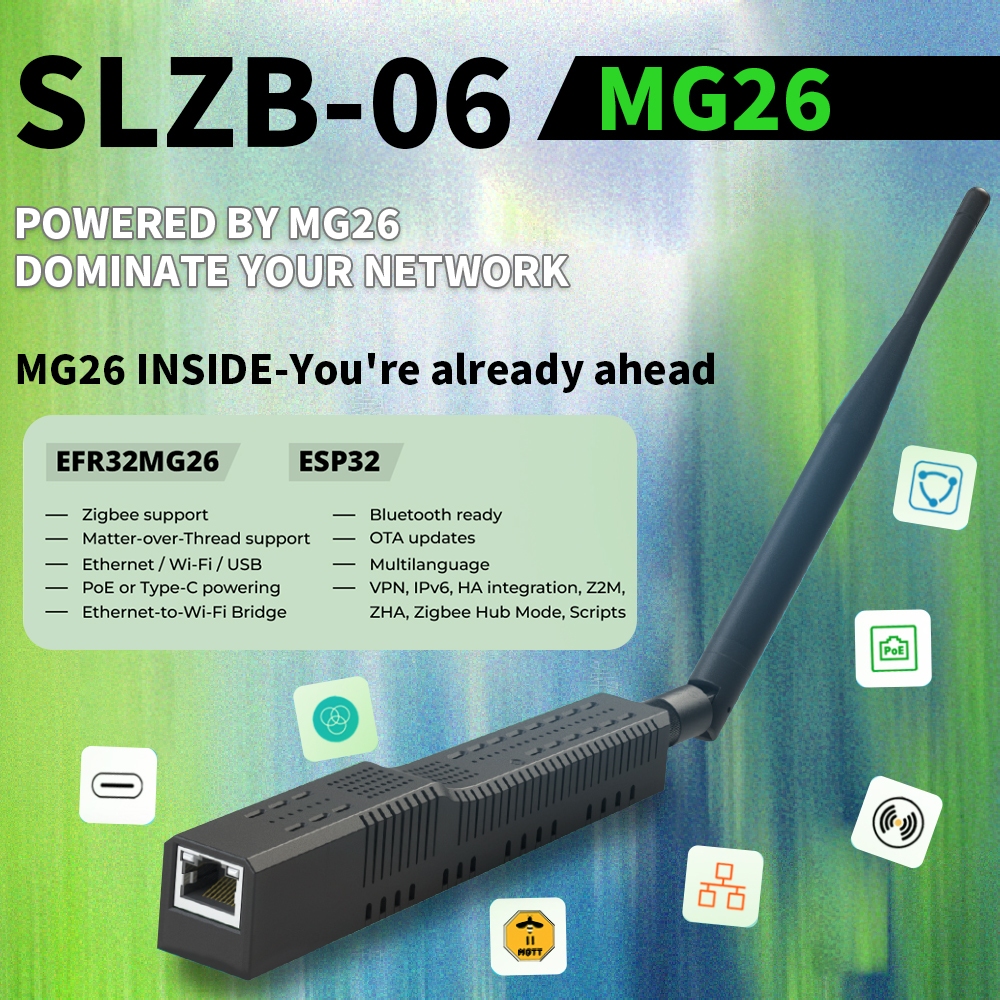 SLZB-06Mg26 Zigbee Ethernet PoE อะแดปเตอร์ USB LAN WIFI