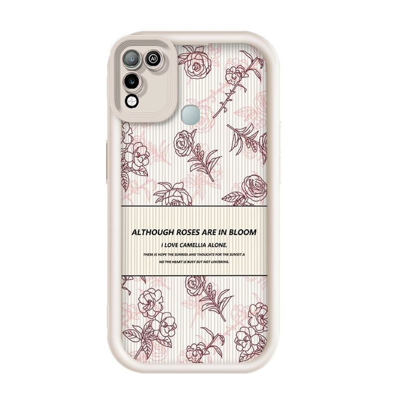 สําหรับ Infinix Hot 11 Play/Infinix Hot 10 Play/Infinix Hot 9 Play,Line ดอกไม้, Anti drop ซิลิโคนเคส