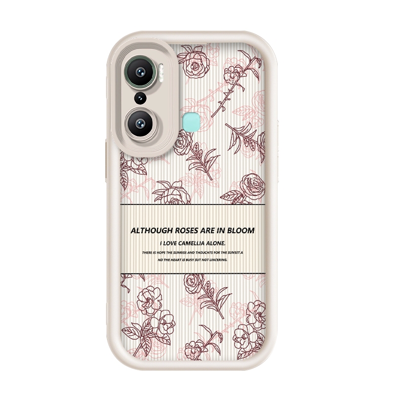 สําหรับ Infinix Hot 20 Play,Line ดอกไม้, เคสป้องกันโทรศัพท์ซิลิโคนป้องกันการตก