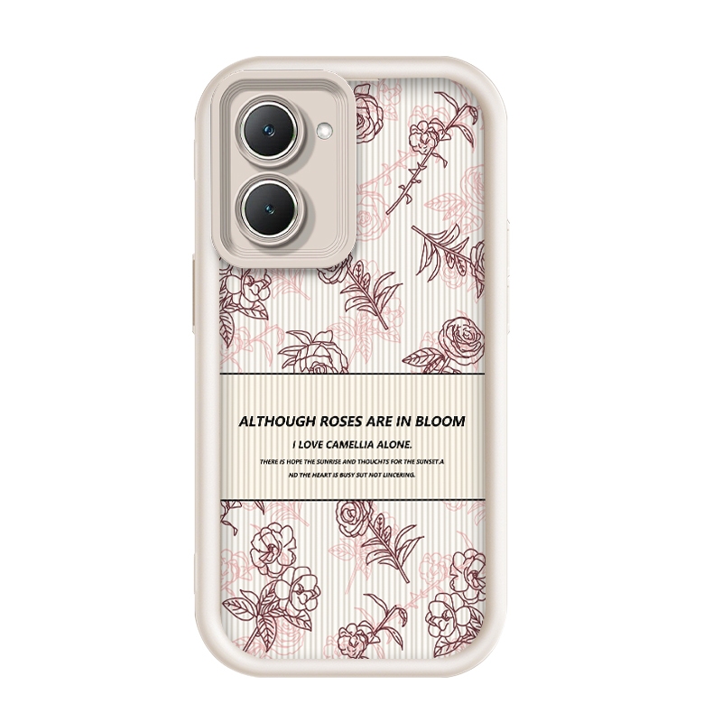 สําหรับ iQOO Z9 Lite/iQOO Z9 Lite 5G,Line ดอกไม้, Anti drop ซิลิโคนเคสโทรศัพท์