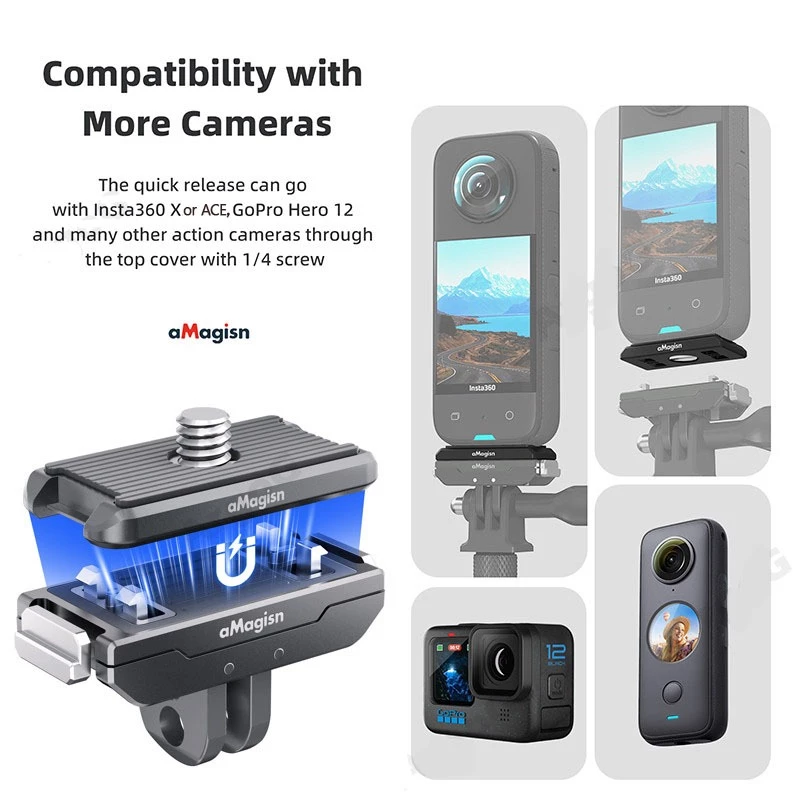 【🇹🇭 กรุงเทพฯ】aMagisn ที่ยึดถอดเร็วสำหรับ Insta360 X4 Air/Ace Pro 2/X5 อแดปเตอร์แม่เหล็กอลูมิเนียม เกลียว 1/4" อุปกรณ์เสริม Insta360 Ace Pro 2 thumbnail 5