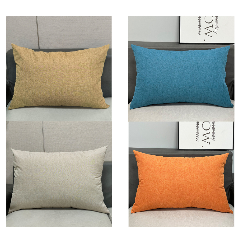 30×50.35×55.40×60.เบจสีฟ้าสีส้มปลอกหมอนผ้าฝ้าย.สีทึบตกแต่งโซฟาผ้าปูที่นอนหมอน