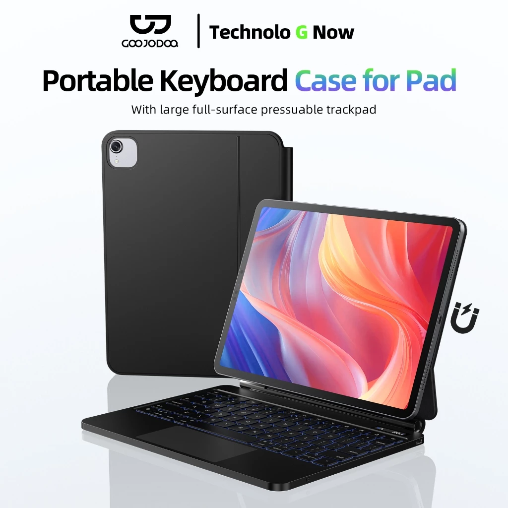 GOOJODOQ Portable Keyboard Case for Air4/5/6/7/8 Pro11(2018-25) Gen10 Floating Cantilever การแจ้งเตือนจอแสดงผล LED