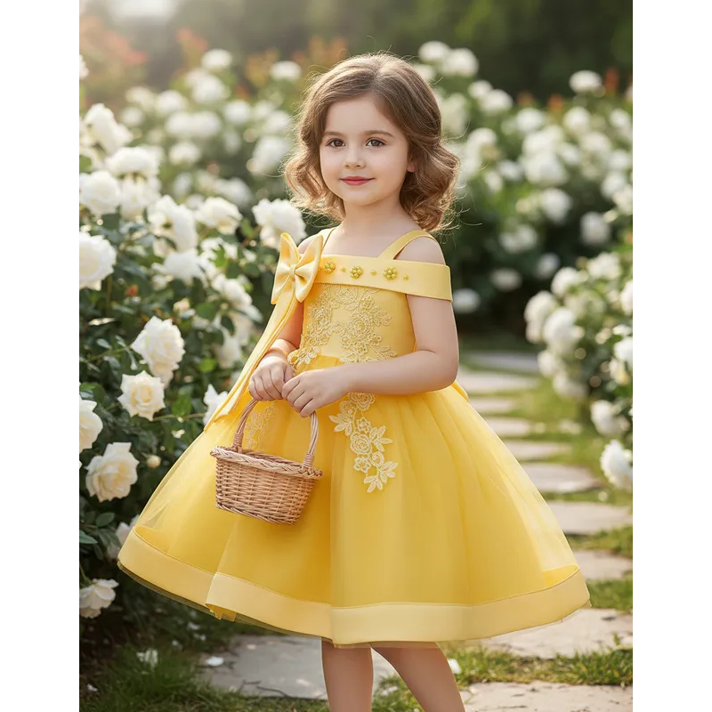 FSMKTZ ชุดเจ้าหญิงเด็กพิมพ์ลายปักชุดสายสปาเก็ตตี้เด็กชุดวันเกิด L5081XZ