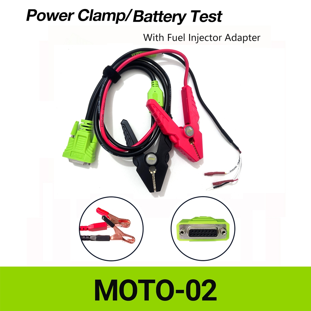 MOTO-02-1 สายวินิจฉัยรถจักรยานยนต์ทํางานร่วมกับ M100/M100 PRO Power Clamp Supply และสายทดสอบแบตเตอรี่พร้อมอะแดปเตอร์หัวฉีดน้ํามันเชื้อเพลิง