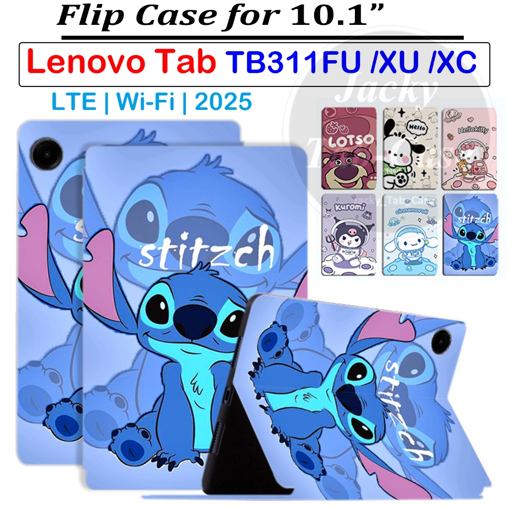 สําหรับ Lenovo Tab (10.1) รุ่น TB311FU TB311XU TB311XC แฟชั่นการ์ตูน Stitch รูปแบบกรณีพลิกขาตั้ง