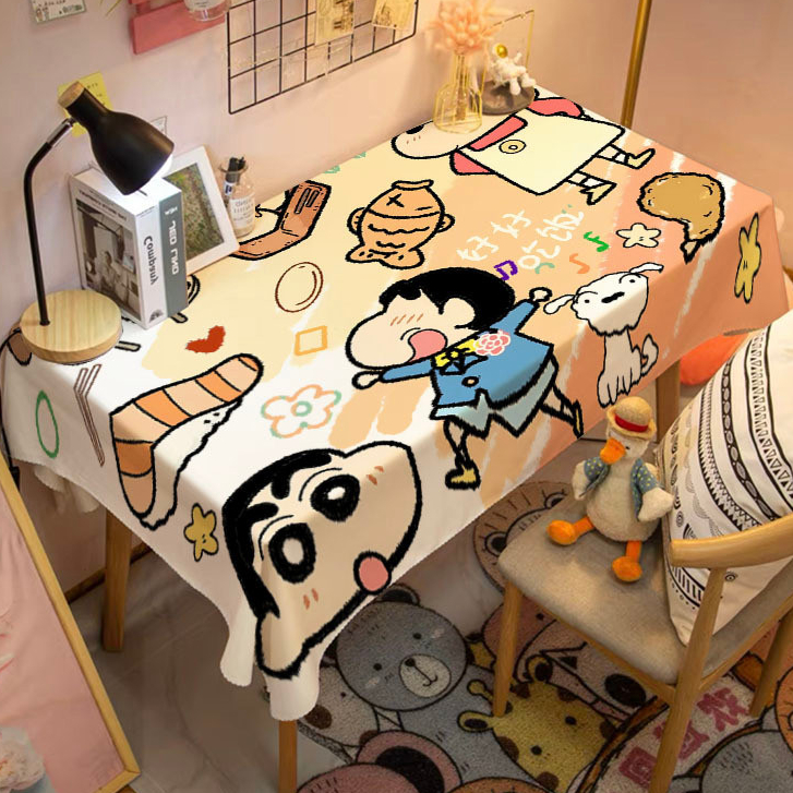 ผ้าปูโต๊ะลาย Crayon Shin-chan น่ารัก ผ้าวีลเวทนุ่ม กันฝุ่น ไม่ลื่น สำหรับหอพักนักเรียน ห้องนอน โต๊ะแต่งหน้า โต๊ะเขียนหนังสือ
