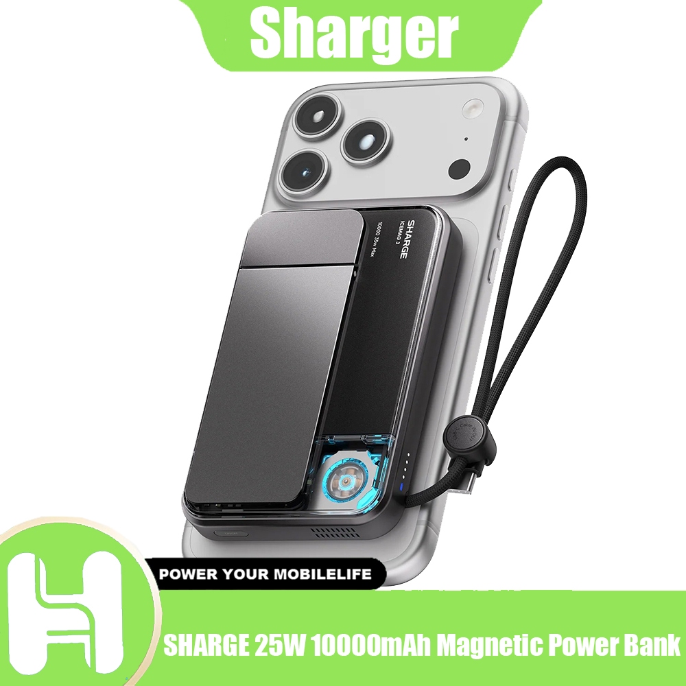 SHARGE ICEMAG 3 Qi 2.2 10000mAh Magnetic Power Bank 25W Fast Charging Powerbank พร้อม Active Cooling