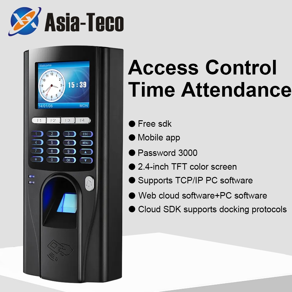 TCP IP Time Attendance Rfid ระบบควบคุมการเข้าออกลายนิ้วมือเครื่องบันทึกนาฬิกาเวลาซอฟต์แวร์ฟรี Cloud 