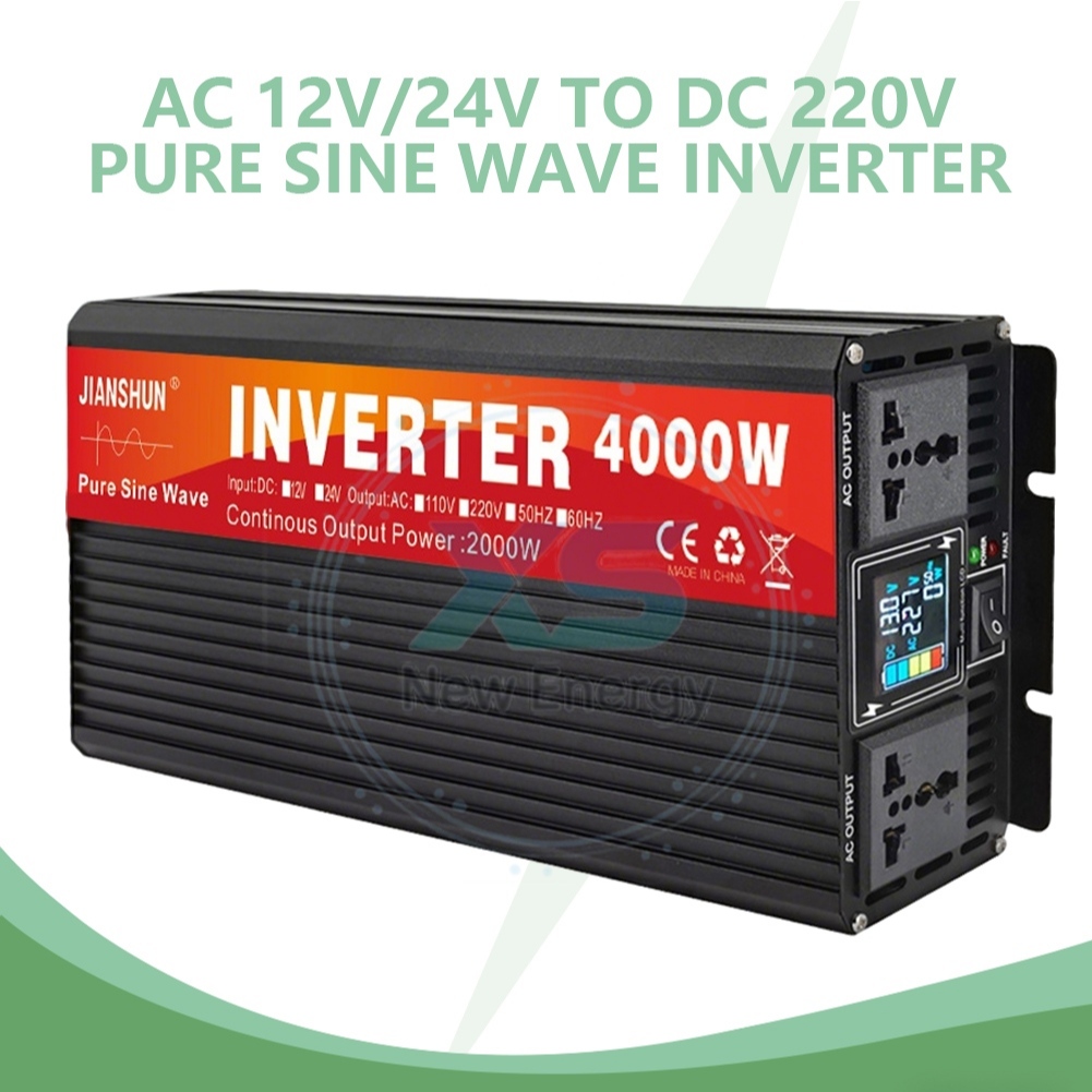 CODอินเวอร์เตอร์คลื่นไซน์บริสุทธิ์ 12V/24V เป็น 220V กําลังสูงสุด 5000W เหมาะสําหรับระบบยานยนต์ RV แ