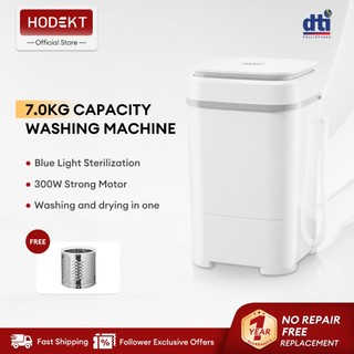 HODEKT 7KG Washing Machine With Dryer Portable Mini Washing Machine Blue Light Sterilization