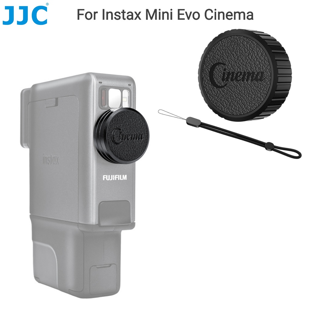 JJC ฝาครอบเลนส์สําหรับ Fujifilm Instax Mini Evo Cinema Hybrid กล้องทันทีฝาครอบเลนส์โลหะพร้อมหนัง PU