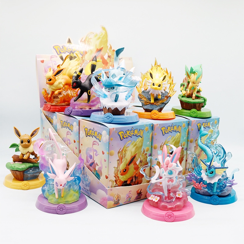 9 ชิ้น/เซ็ต 12 ซม.อะนิเมะ Pokemon Q รุ่น GK รูปปั้น Eevee Sylveon Vaporeon Jolteon Flareon Espeon Umbreon Leafeon Glaceon PVC Action Figure ตุ๊กตาของเล่น