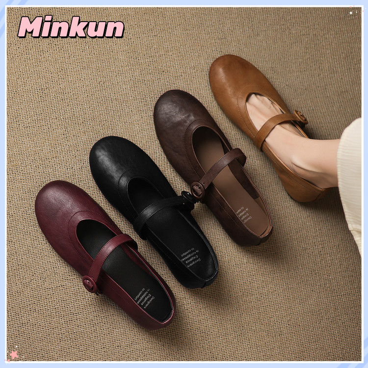 Minkun Retro Mary Jane Shoes สำหรับผู้หญิง ออกแบบให้นิ้วเท้าสบายและรองพื้นนุ่ม