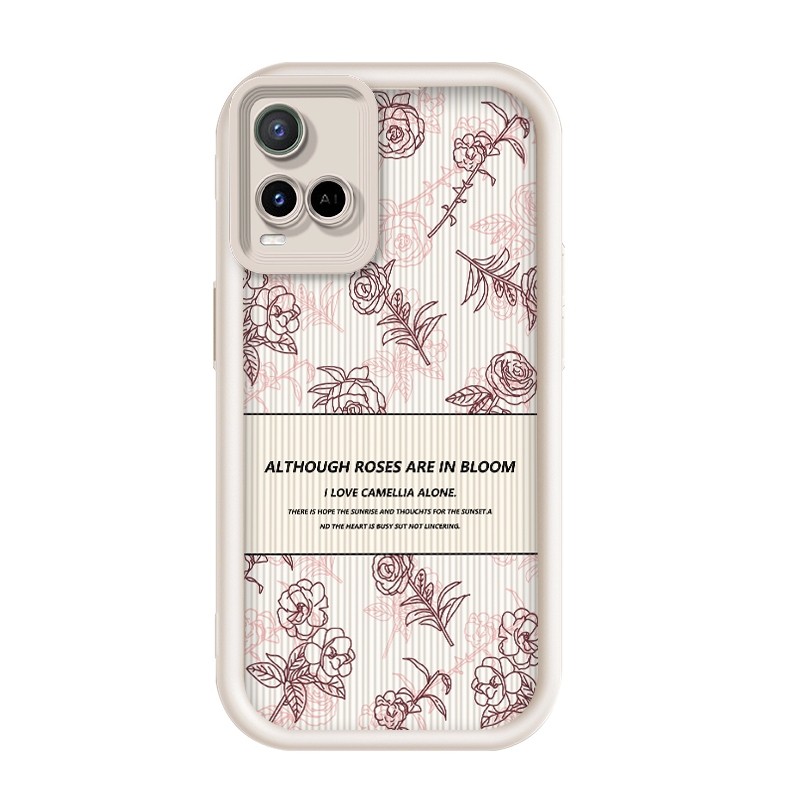 สําหรับ Vivo Y21/Vivo Y21s,Line ดอกไม้, เคสป้องกันโทรศัพท์ซิลิโคนป้องกันการตก
