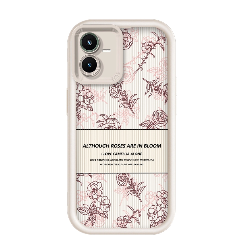 สําหรับ Vivo Y22/Vivo Y22s/Vivo Y22t,Line ดอกไม้, เคสป้องกันโทรศัพท์ซิลิโคนป้องกันการตก