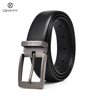 OKIMY เข็มขัดหนังวัวสำหรับผู้ชาย ออกแบบเรียบง่าย ทนทาน เหมาะ…