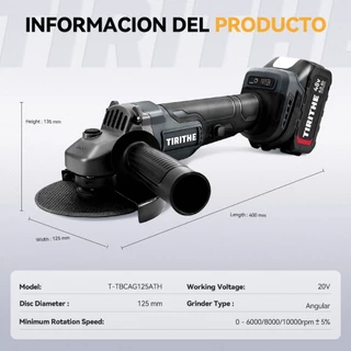 TIRITHE CORDLESS 20V เครื่องบดมุม, เครื่องบดไฟฟ้า, เครื่องบดมัลติฟังก์ชั่น