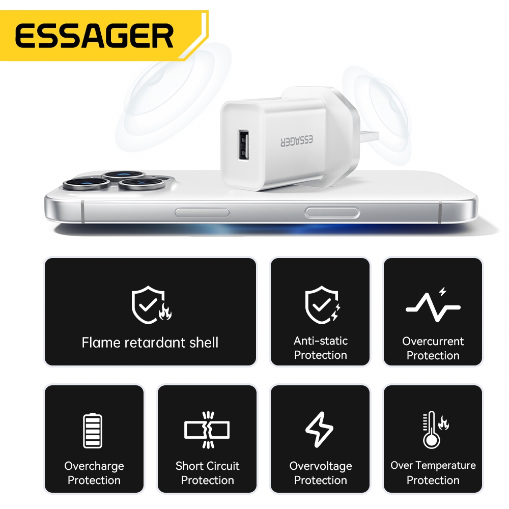 ESSAGER Constant-Current 10W USB-A Travel Charger รองรับหลาย Fast Charging Protocols สําหรับ IP 6-15 AirPd Series Pad ราคา ถูกที่สุด ดีลบีเคเค แกลเลอรีภาพที่ 4