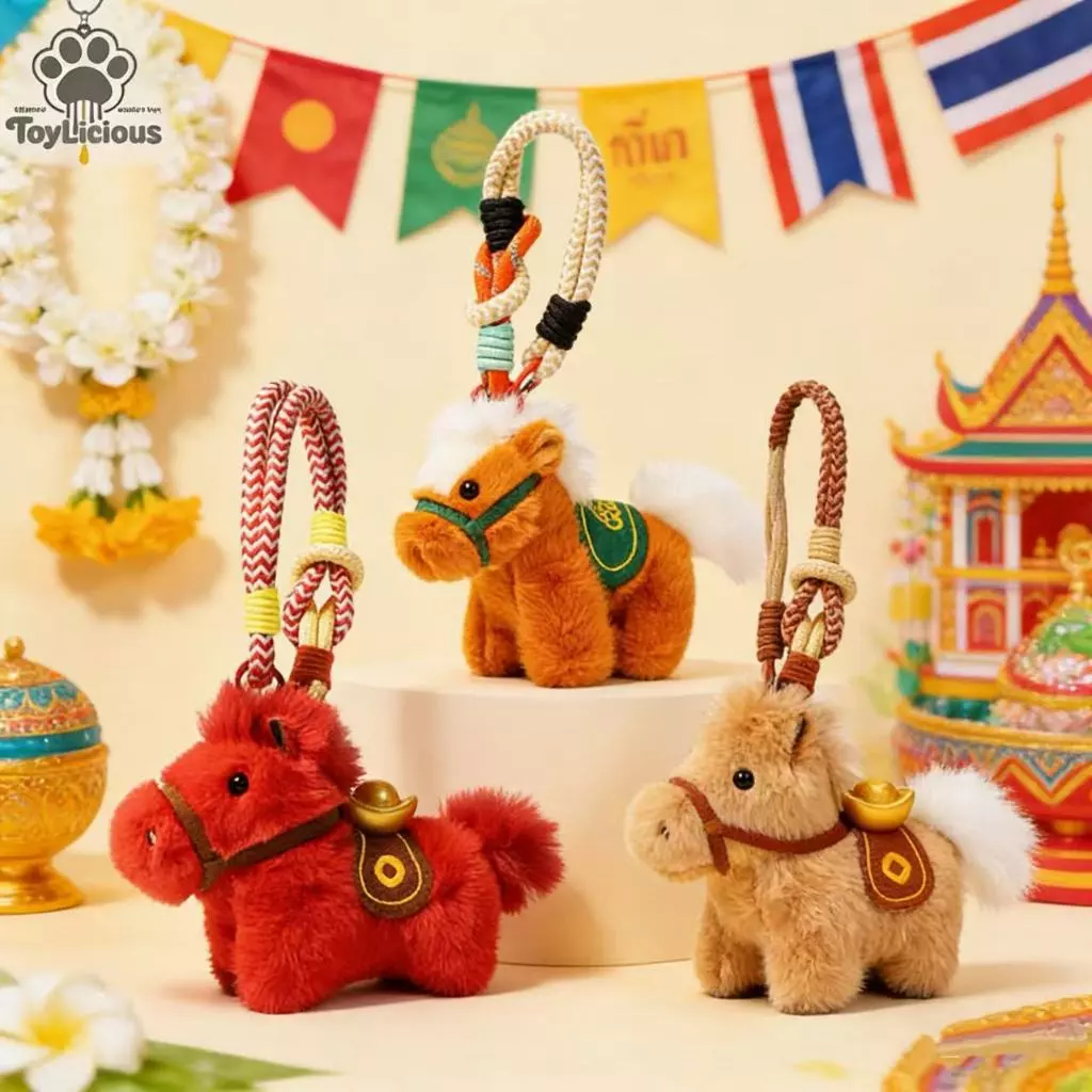 🐎 พร้อมส่งในไทย พวงกุญแจตุ๊กตาม้าขนนุ่ม ปีมะเมีย 2026 🐎 น่ารักนุ่มฟู (ขนสั้นนุ่มพิเศษ) ห้อยกระเป๋า / กุญแจ / รถยนต์ ของขวัญสำหรับเด็ก