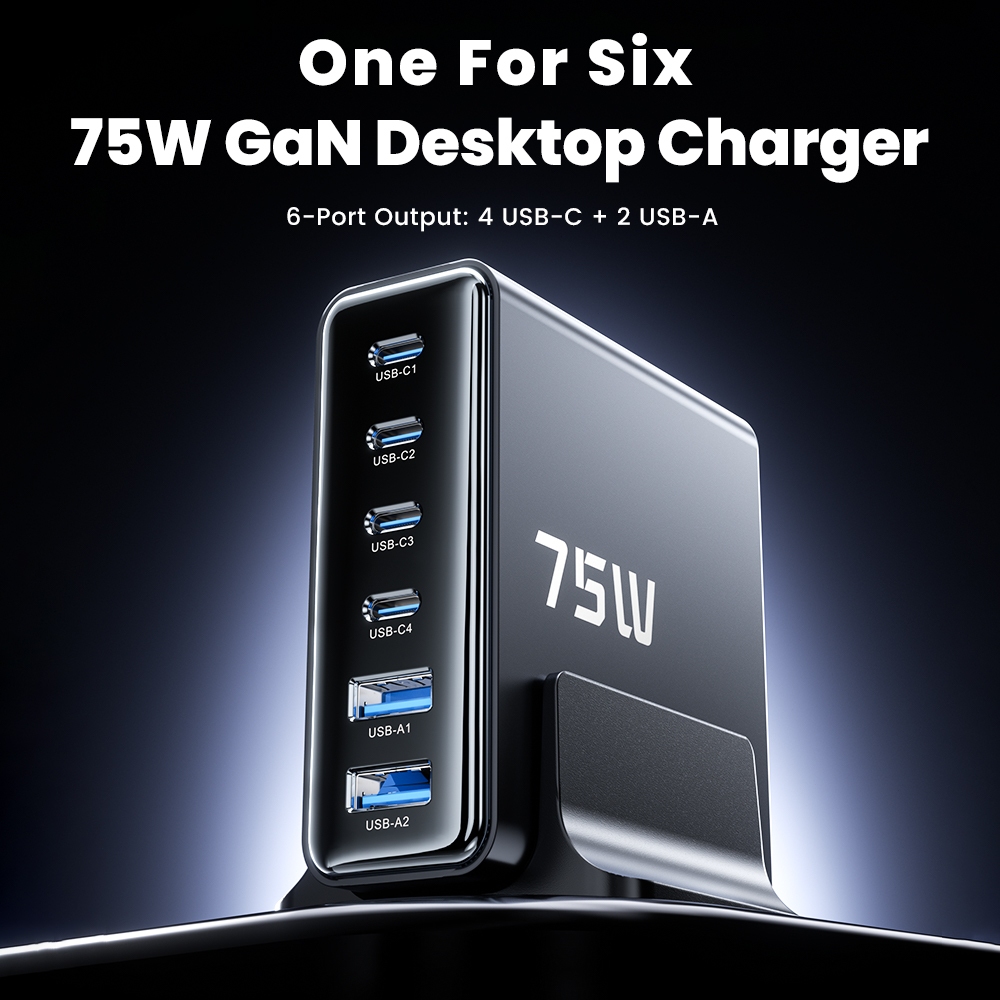 Toocki 75W GaN Desktop Charger 4C2A หกพอร์ตUSB Type C รูปที่ 3
