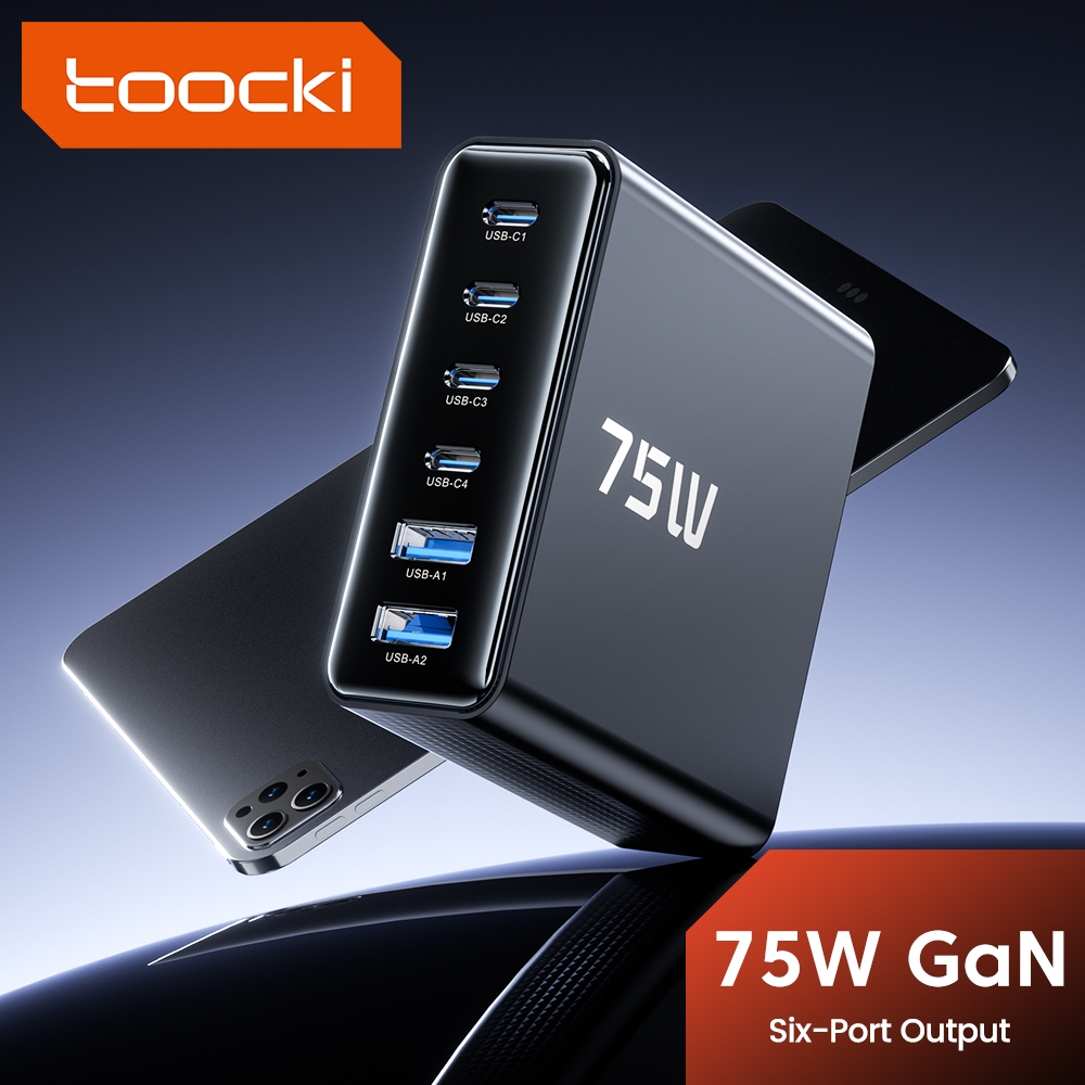 Toocki 75W GaN Desktop Charger 4C2A หกพอร์ตUSB Type C