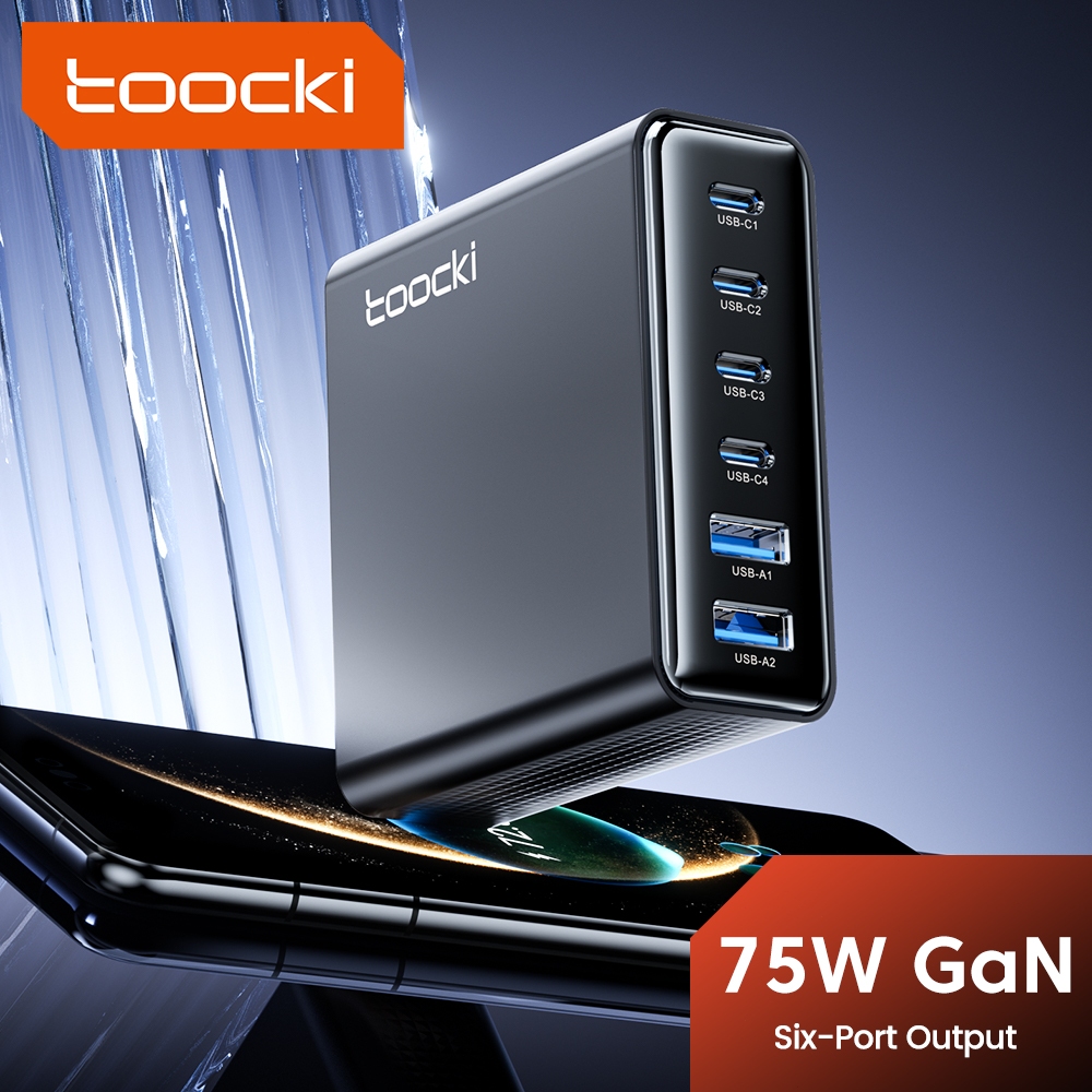 Toocki 75W GaN Desktop Charger 4C2A หกพอร์ตUSB Type C รูปที่ 2