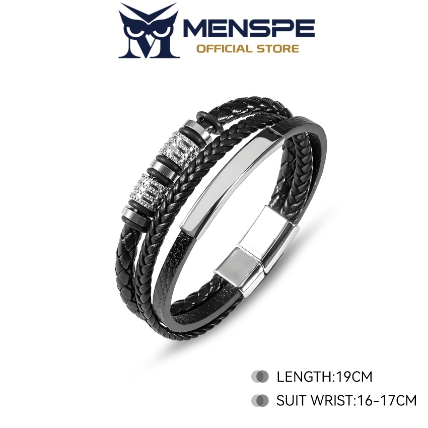 MENSPE สร้อยข้อมือผู้ชายสแตนเลสแบบหัวเข็มขัดแม่เหล็ก ของขวัญแฟชั่นสำหรับคนพิเศษ
