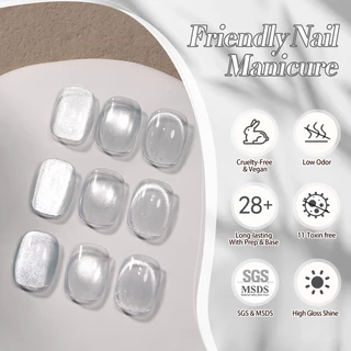 BORN PRETTY Cat Eyes Magnetic Gel ยาทาเล็บ Moonlight White Shining Silver กึ่งถาวร UV Gel 10ml