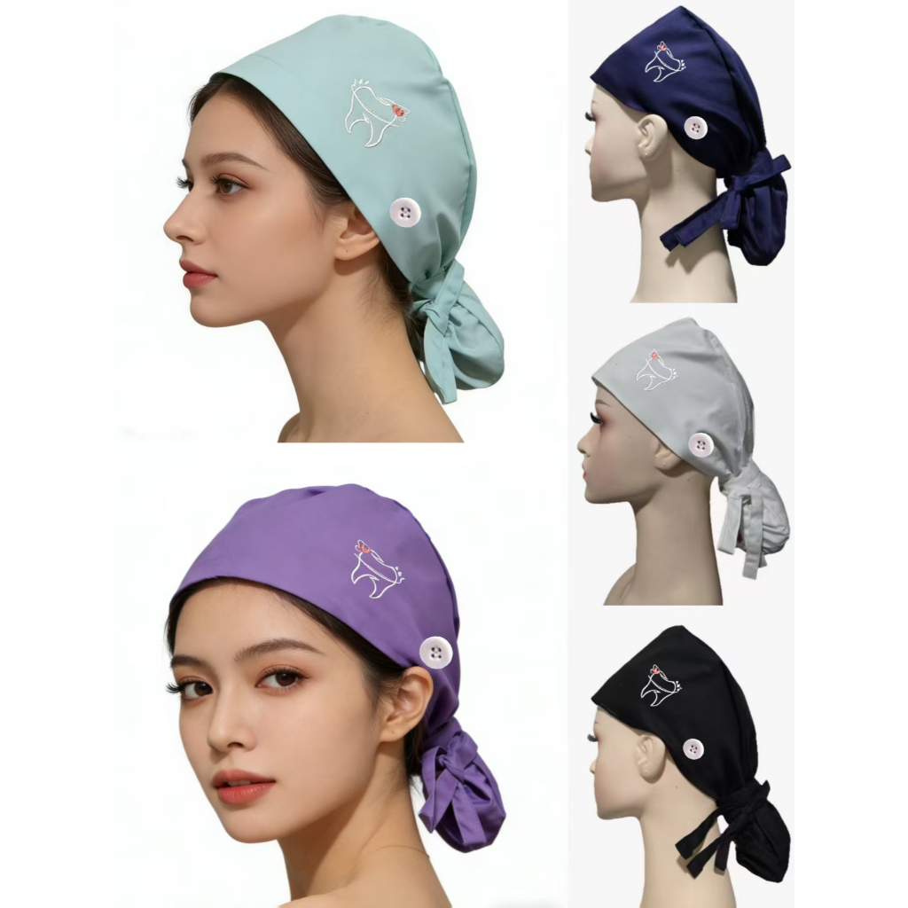 หมวกพยาบาลและทันตกรรมสำหรับผมยาว แบบระบายอากาศได้ เหมาะสำหรับพยาบาล ทันตแพทย์ และช่างทำผม