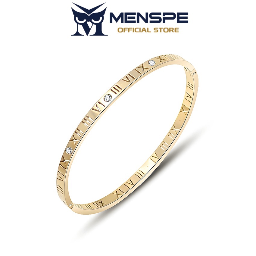 MENSPE สร้อยข้อมือลายตัวเลขโรมันสำหรับผู้หญิง แบบเรียบหรู ชุบทองคำ ของขวัญหรูหรา