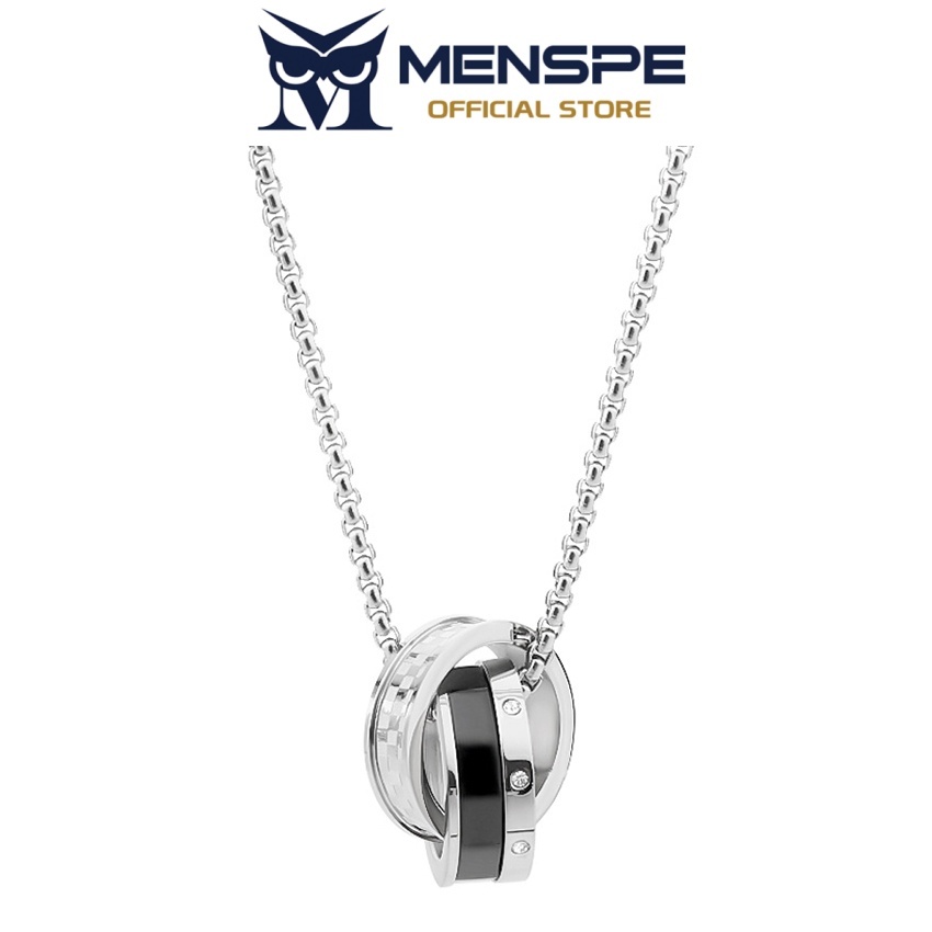 MENSPE สร้อยคอมากกว่าหนึ่งชิ้น แหวน และจี้เงินสีดำ พร้อมเครื่องประดับยูนิก สำหรับคนชอบสไตล์เรียบง่ายแต่หรูหรา