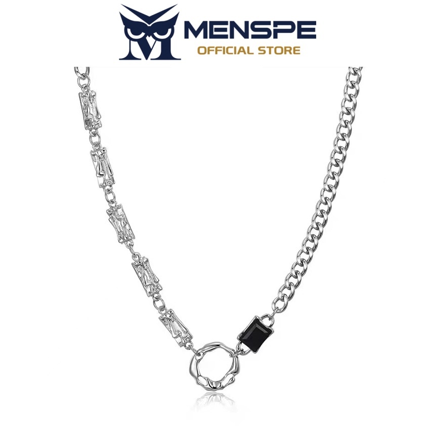 MENSPE สร้อยคอกลวงแหวนสีดำ ออกแบบสวยสำหรับของขวัญ เครื่องประดับแฟชั่น