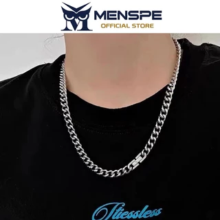 MENSPE สร้อยคอมาลัยแบบโซ่เงินสแตนเลส สเเพรดเมอร์ สำหรับคนรักแฟชั่น พร้อมหัวเข็มขัดเรียบง่าย เป็นของขวัญที่ลงตัว