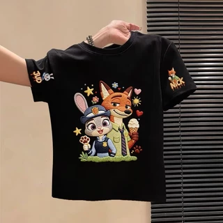 NASA เสื้อยืดเด็ก Judy Nick ลายการ์ตูน เสื้อยืดแขนสั้น ผ้าฝ้าย 100% ระบายอากาศดี ใส่ได้ทั้งเด็กชาย-หญิง