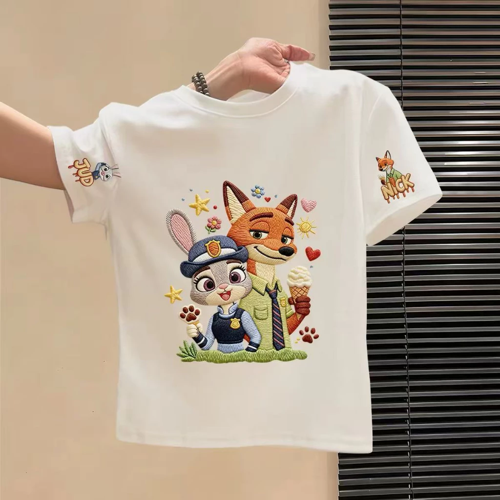 NASA เสื้อยืดเด็ก Judy Nick ลายการ์ตูน เสื้อยืดแขนสั้น ผ้าฝ้าย 100% ระบายอากาศดี ใส่ได้ทั้งเด็กชาย-หญิง