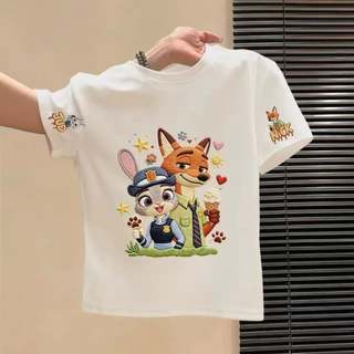 NASA เสื้อยืดเด็ก Judy Nick ลายการ์ตูน เสื้อยืดแขนสั้น ผ้าฝ้าย 100% ระบายอากาศดี ใส่ได้ทั้งเด็กชาย-หญิง