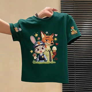 NASA เสื้อยืดเด็ก Judy Nick ลายการ์ตูน เสื้อยืดแขนสั้น ผ้าฝ้าย 100% ระบายอากาศดี ใส่ได้ทั้งเด็กชาย-หญิง