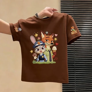 NASA เสื้อยืดเด็ก Judy Nick ลายการ์ตูน เสื้อยืดแขนสั้น ผ้าฝ้าย 100% ระบายอากาศดี ใส่ได้ทั้งเด็กชาย-หญิง
