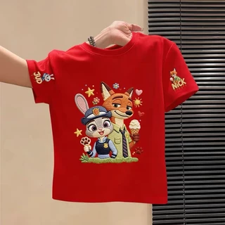 NASA เสื้อยืดเด็ก Judy Nick ลายการ์ตูน เสื้อยืดแขนสั้น ผ้าฝ้าย 100% ระบายอากาศดี ใส่ได้ทั้งเด็กชาย-หญิง