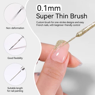 BORN PRETTY 2 ชิ้น Platinum Glitter Liner เจลเล็บชุดทองเงินดึงสายเจล Graffiti ภาพวาด Stripe DIY เล็บฝรั่งเศส