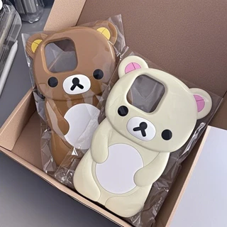 สําหรับiPhone 17 Pro Max 11 14 12 XR XS 16 15 7 8 SE 2020 น่ารัก 3Dการ์ตูนหมีเคสTPUแบบนุ่มฝาครอบ