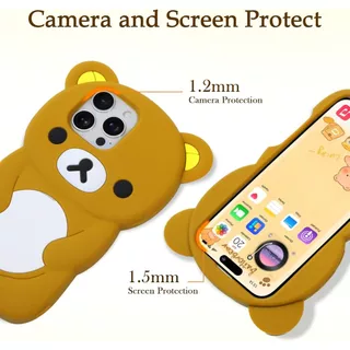 สําหรับiPhone 17 Pro Max 11 14 12 XR XS 16 15 7 8 SE 2020 น่ารัก 3Dการ์ตูนหมีเคสTPUแบบนุ่มฝาครอบ